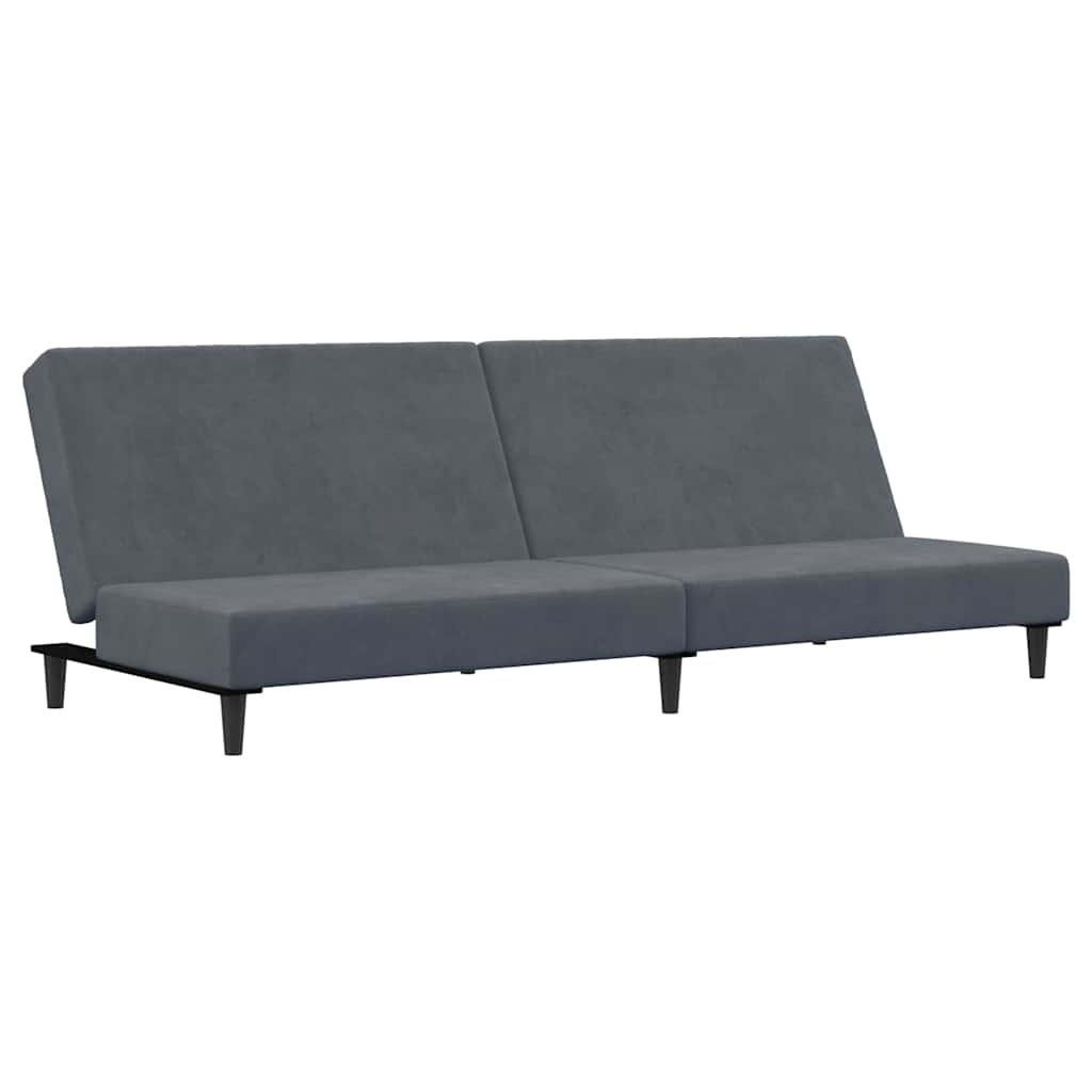 Canapé-lit à 2 places avec repose-pied gris foncé velours - XIOS