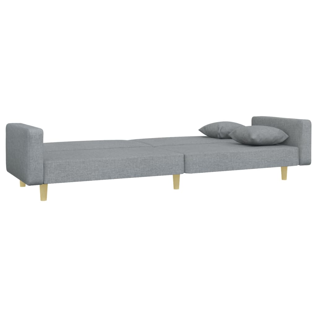 Canapé-lit à 2 places avec repose-pied gris clair tissu - XIOS