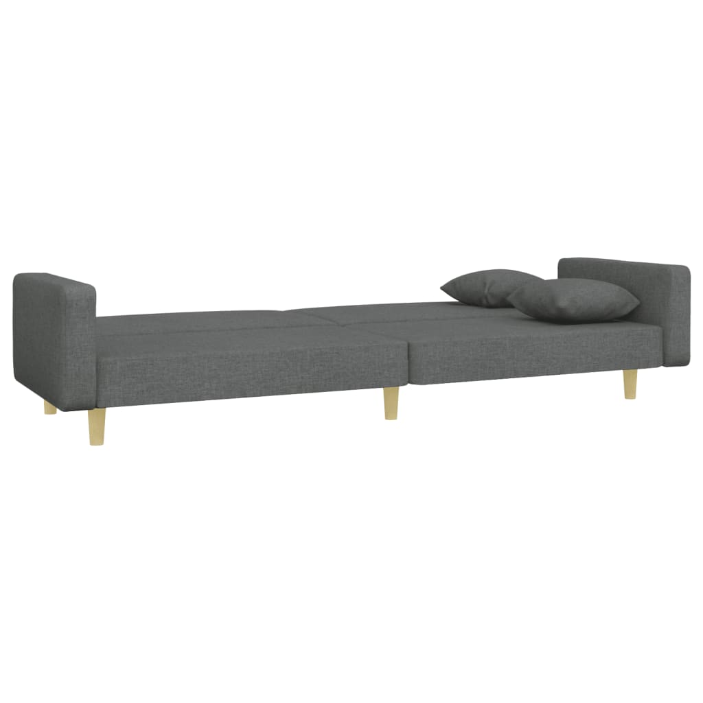 Canapé-lit à 2 places avec repose-pied gris foncé tissu - XIOS