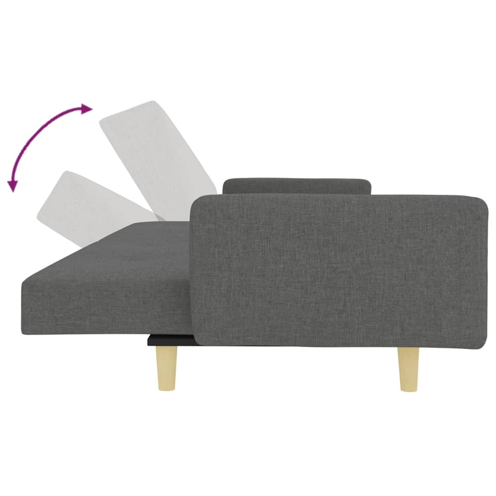 Canapé-lit à 2 places avec repose-pied gris foncé tissu - XIOS
