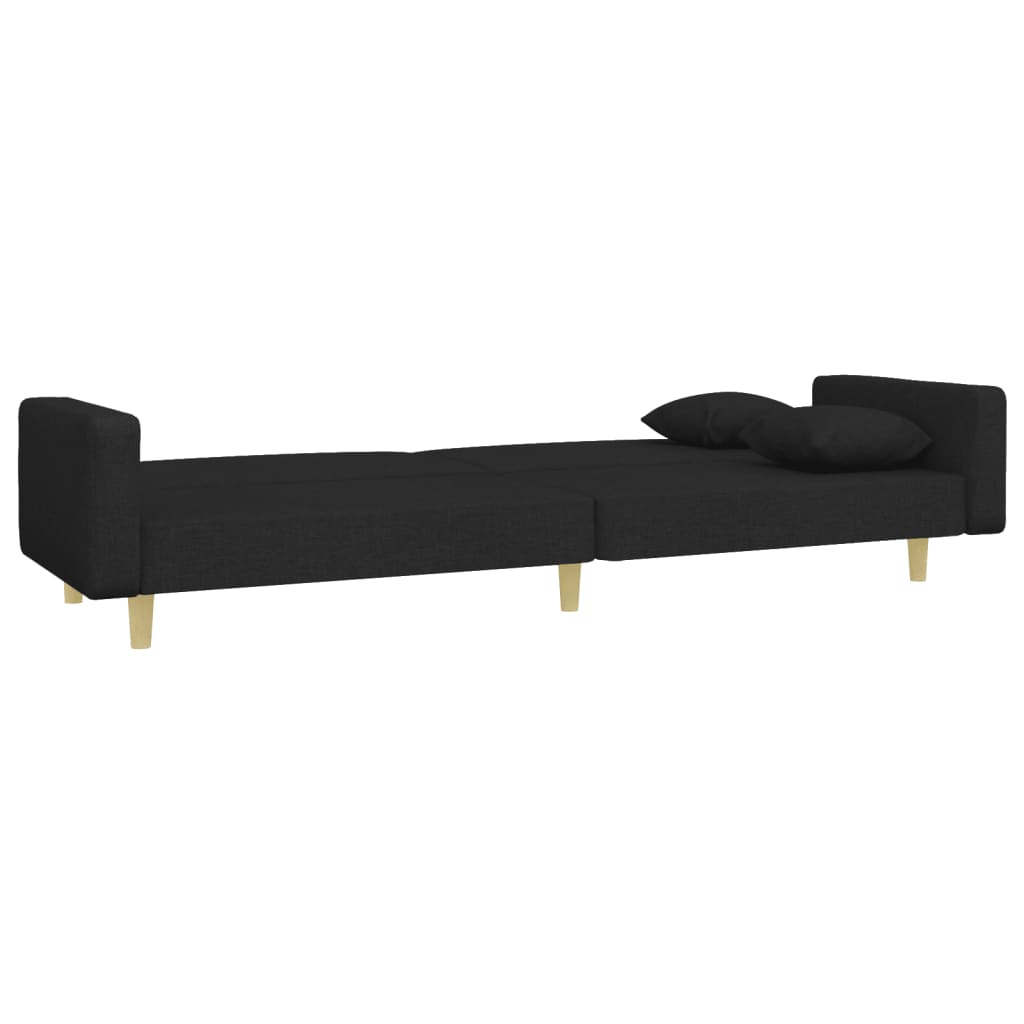 Canapé-lit à 2 places avec repose-pied noir tissu - XIOS