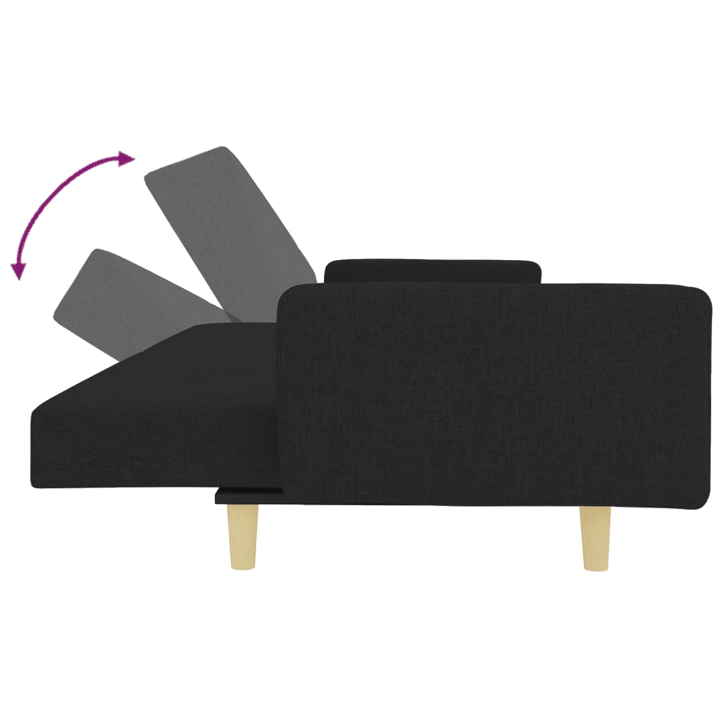 Canapé-lit à 2 places avec repose-pied noir tissu - XIOS