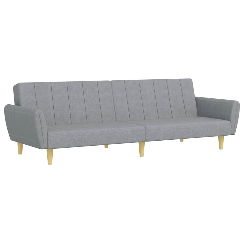Canapé-lit à 2 places avec repose-pied gris clair tissu - XIOS