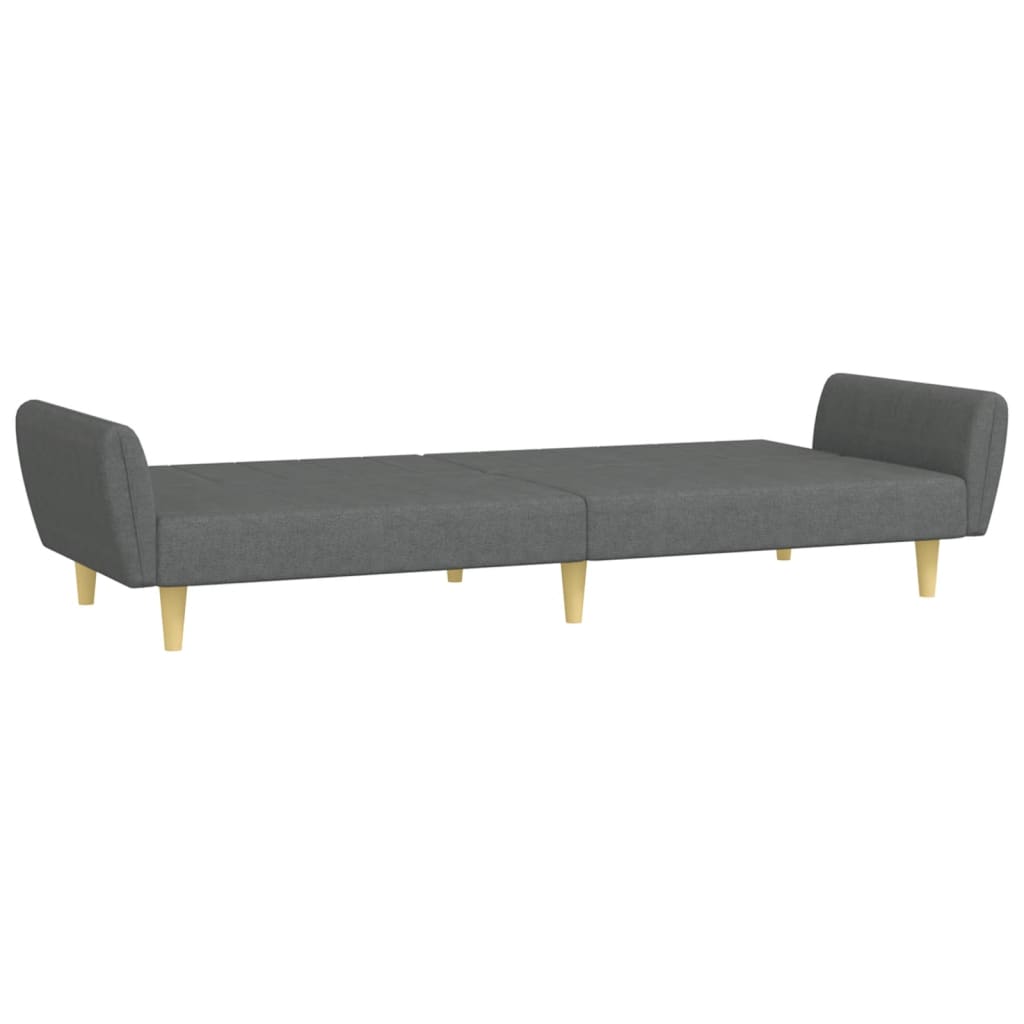 Canapé-lit à 2 places avec repose-pied gris foncé tissu - XIOS