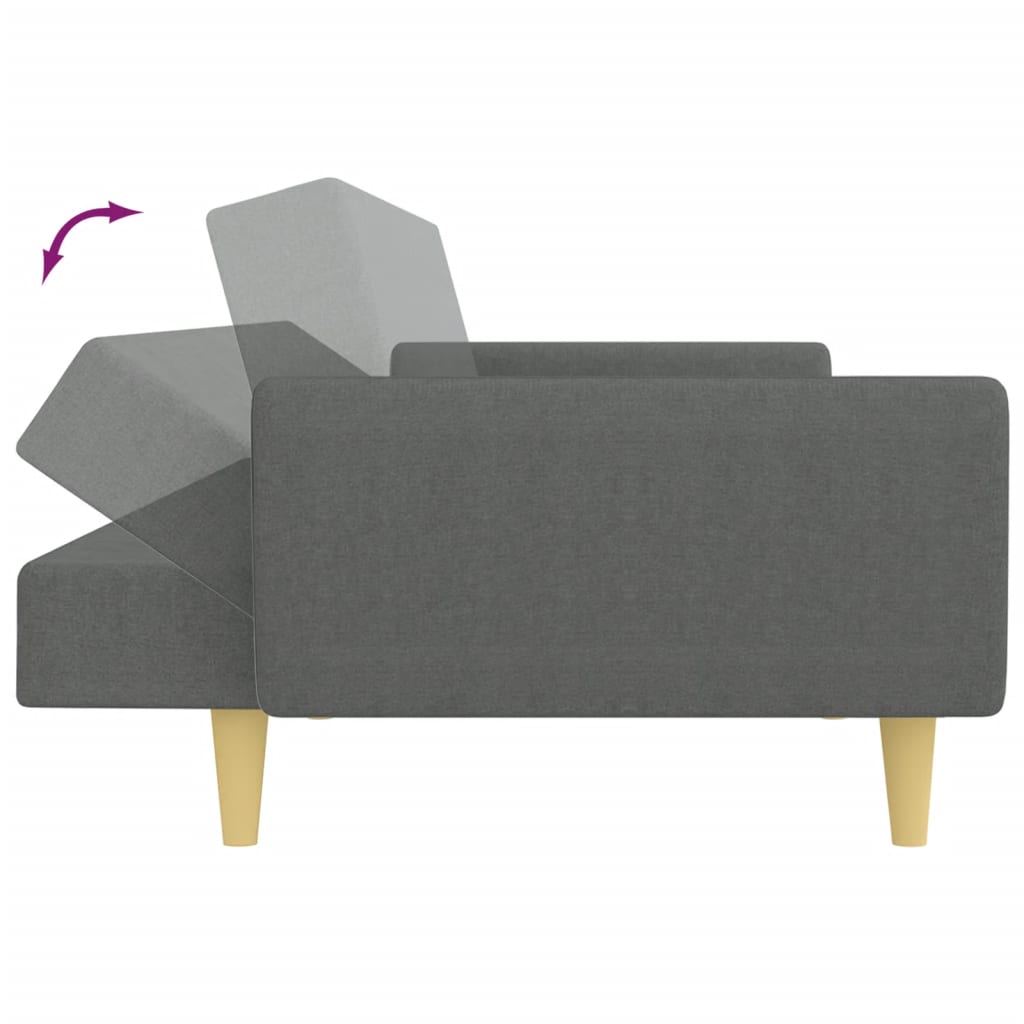 Canapé-lit à 2 places avec repose-pied gris foncé tissu - XIOS