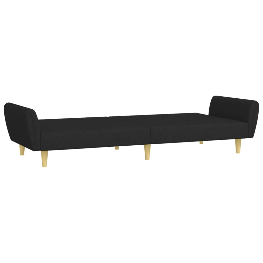 Canapé-lit à 2 places avec repose-pied noir tissu - XIOS