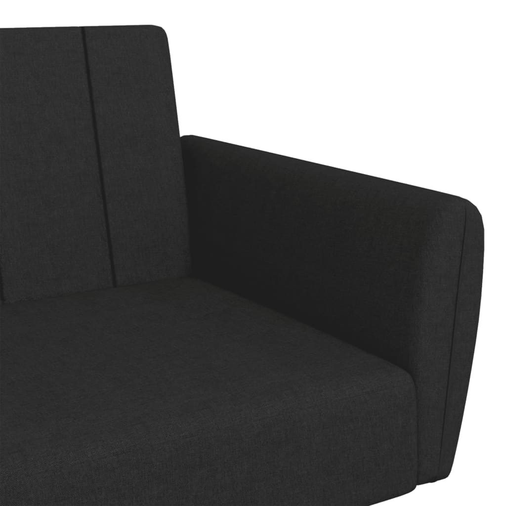 Canapé-lit à 2 places avec repose-pied noir tissu - XIOS