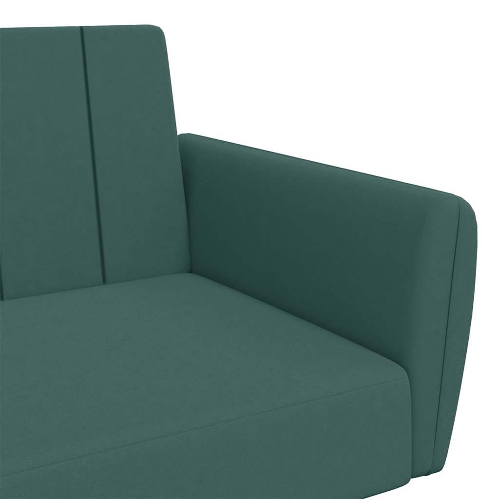 Canapé-lit à 2 places avec repose-pied vert foncé velours - XIOS