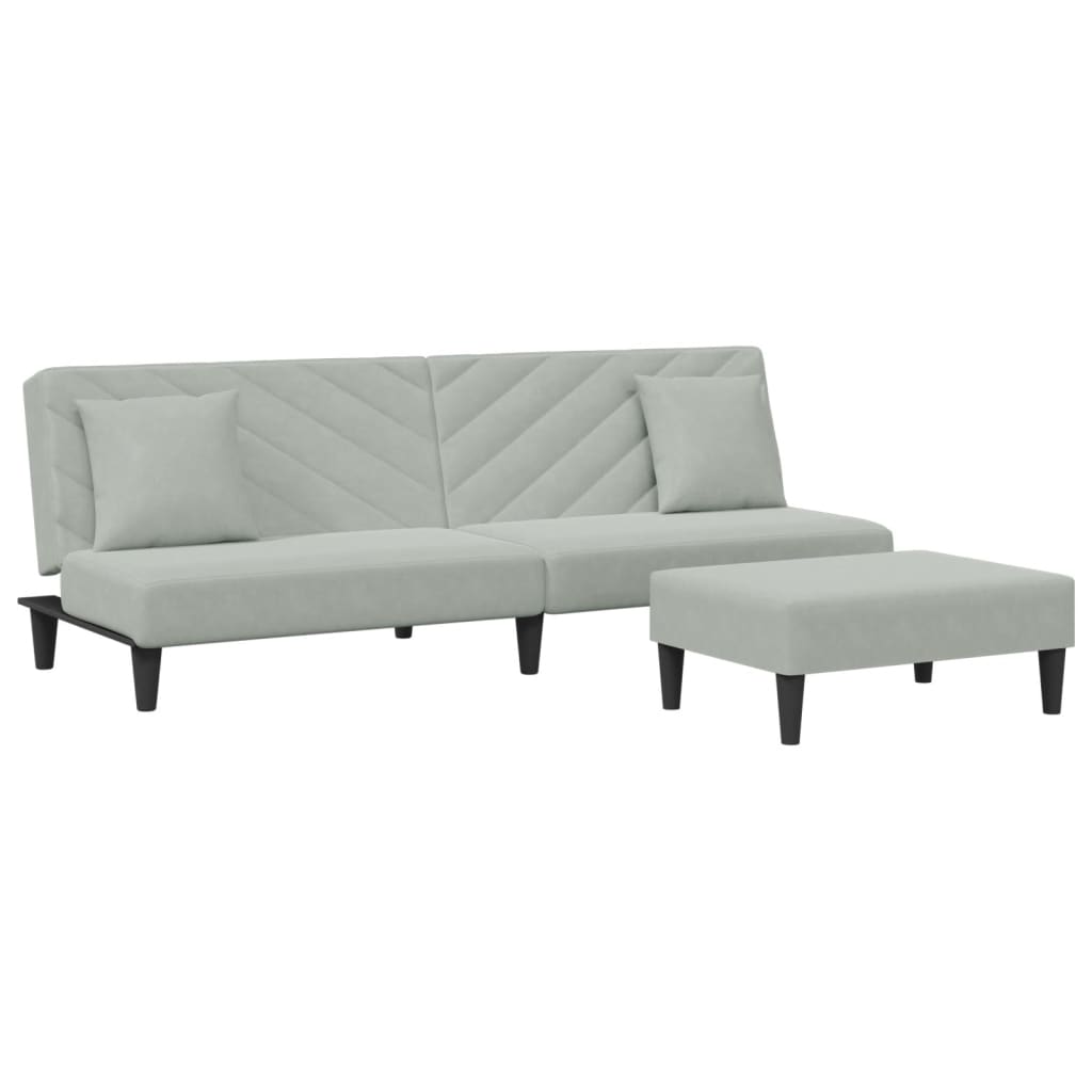 Ensemble de canapés 2 pcs avec coussins gris clair velours - XIOS
