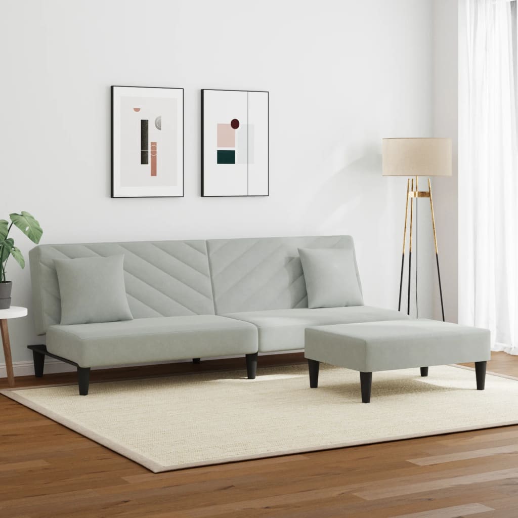 Ensemble de canapés 2 pcs avec coussins gris clair velours - XIOS