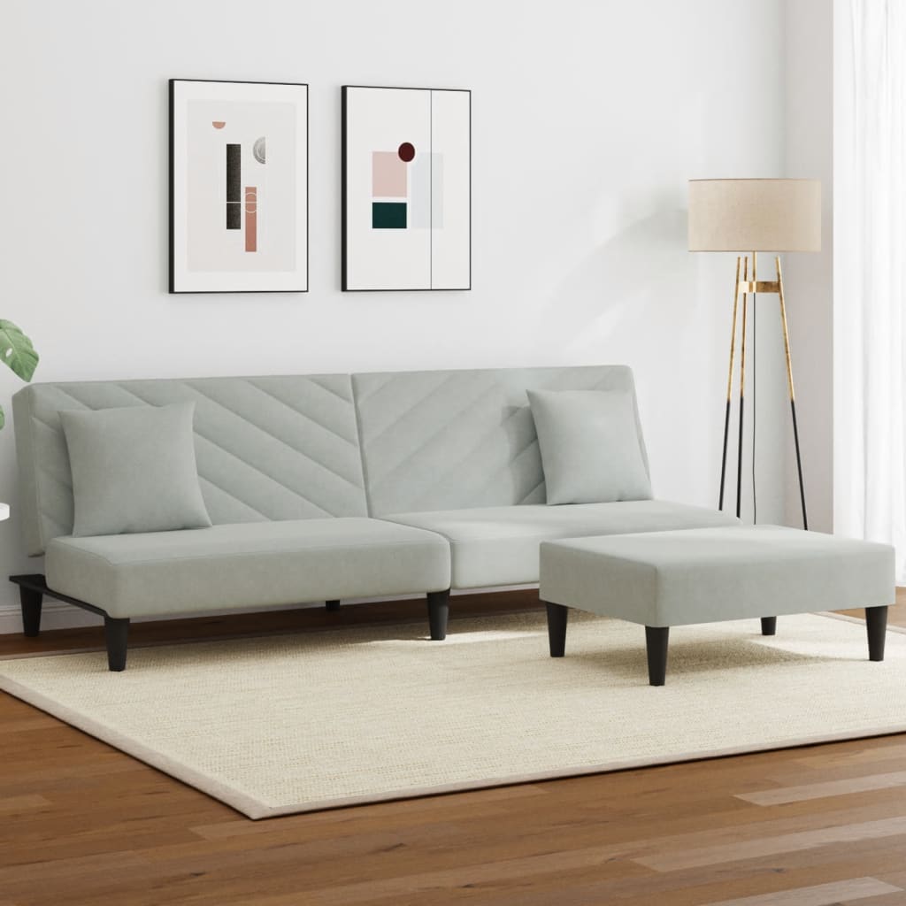 Ensemble de canapés 2 pcs avec coussins gris clair velours - XIOS