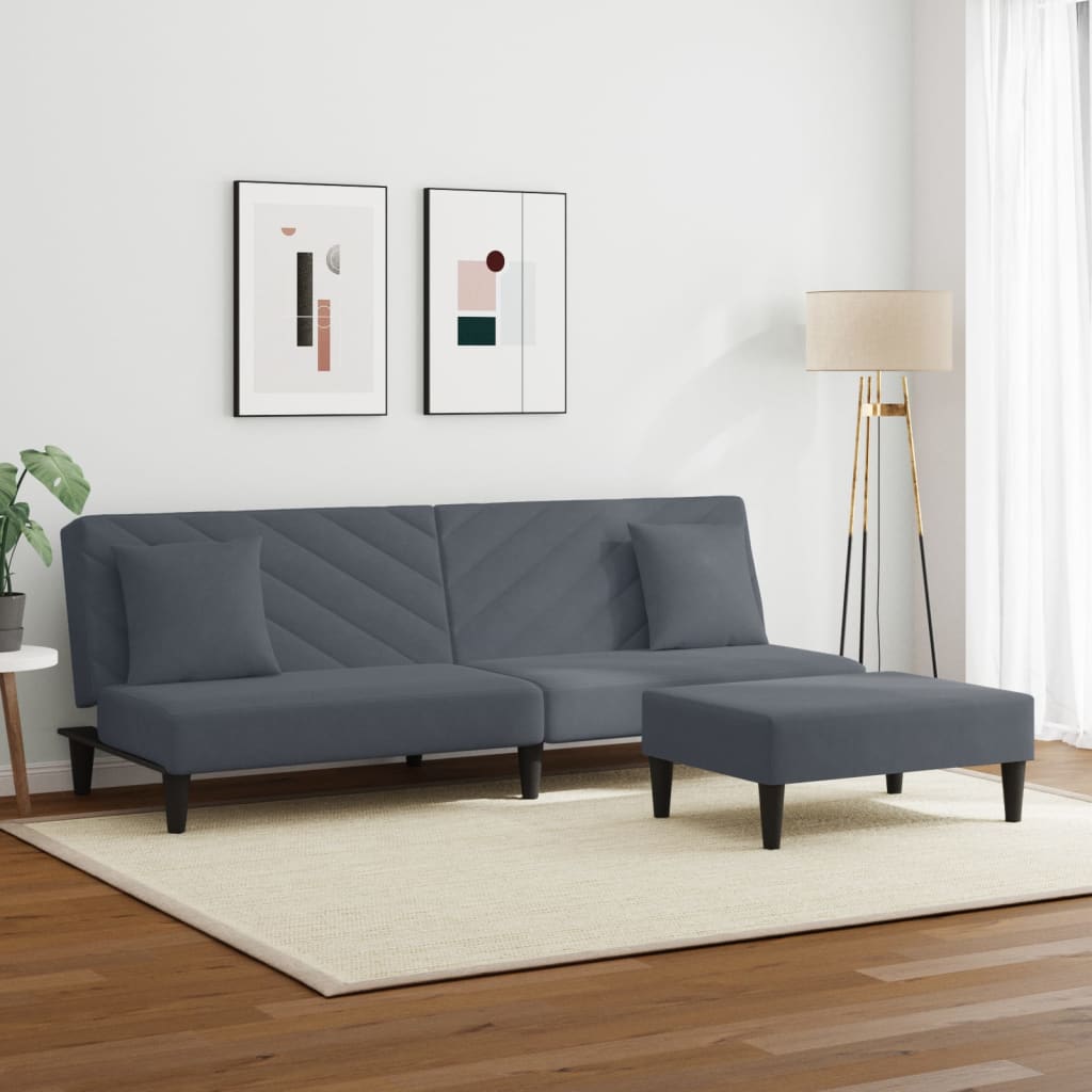 Ensemble de canapés 2 pcs avec coussins gris foncé velours - XIOS