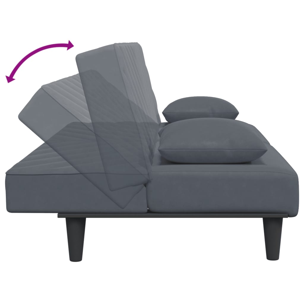 Ensemble de canapés 2 pcs avec coussins gris foncé velours - XIOS