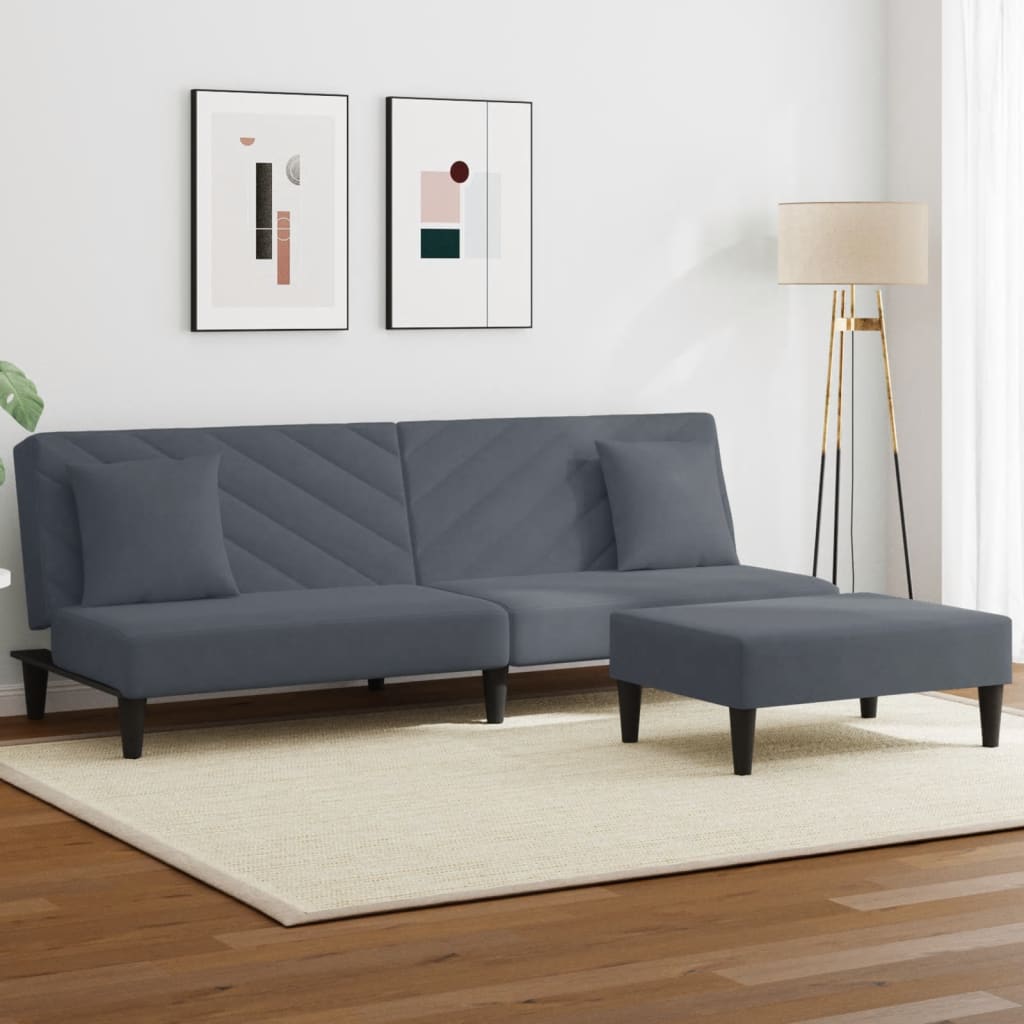 Ensemble de canapés 2 pcs avec coussins gris foncé velours - XIOS