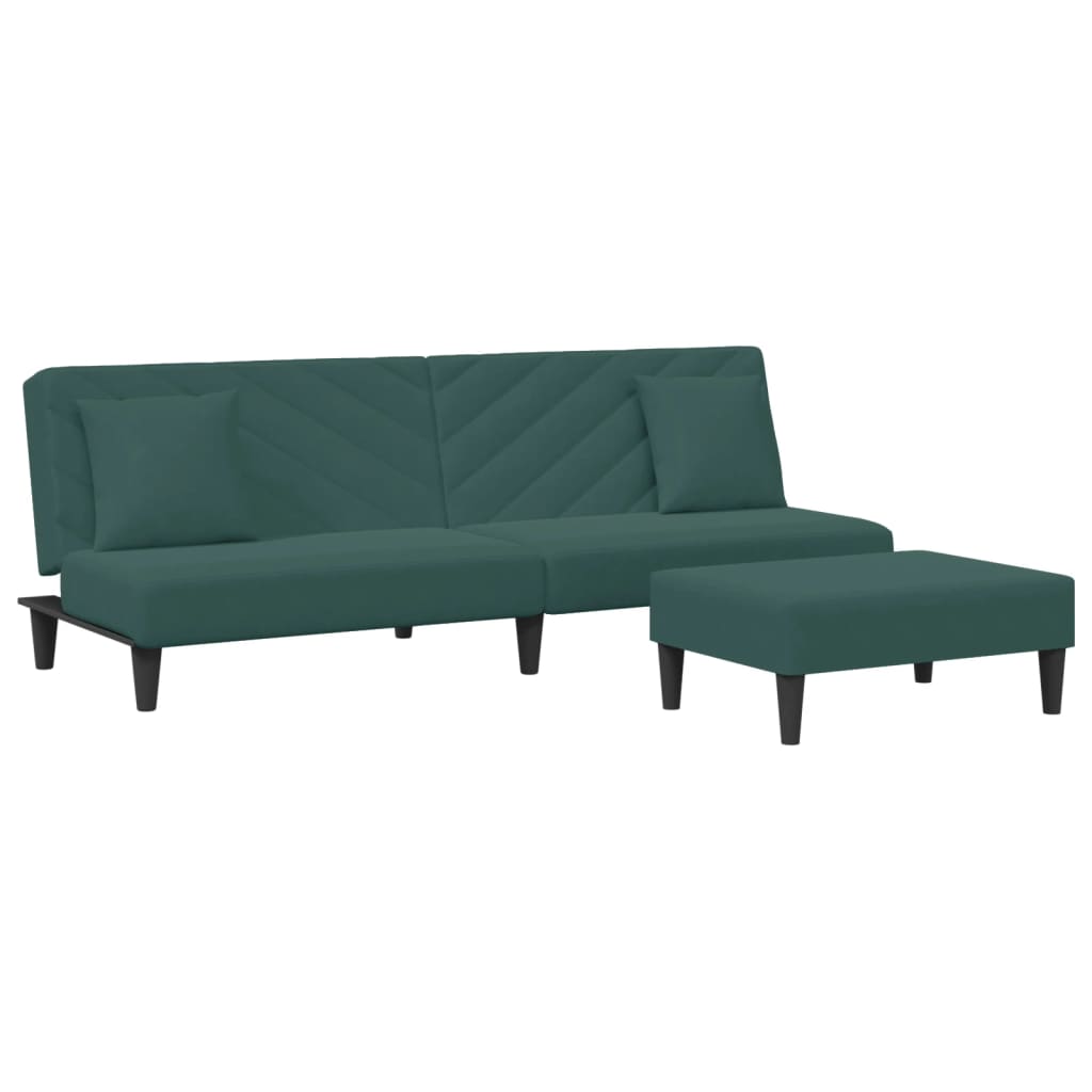 Ensemble de canapés 2 pcs avec coussins vert foncé velours - XIOS