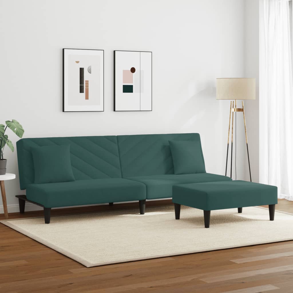 Ensemble de canapés 2 pcs avec coussins vert foncé velours - XIOS