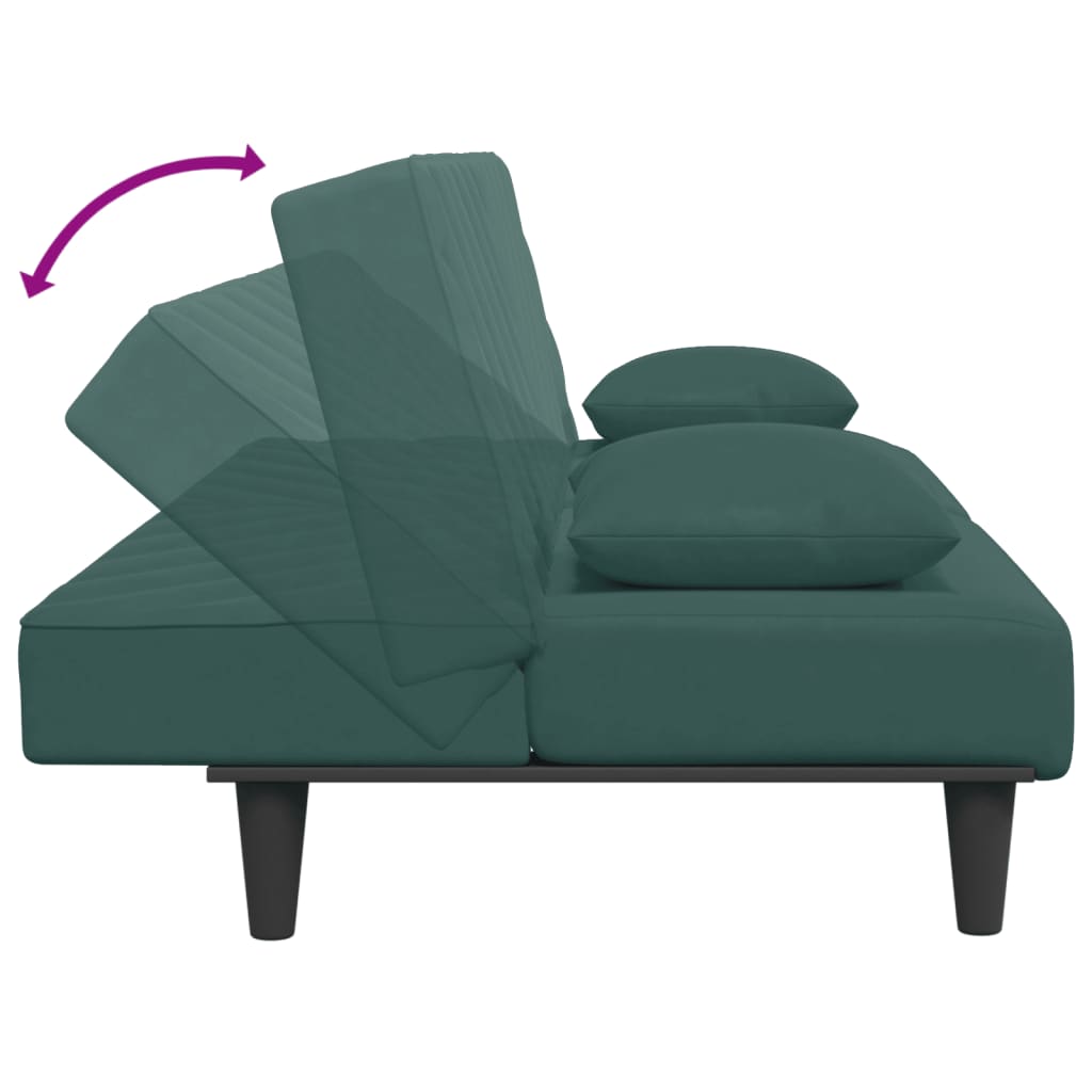Ensemble de canapés 2 pcs avec coussins vert foncé velours - XIOS