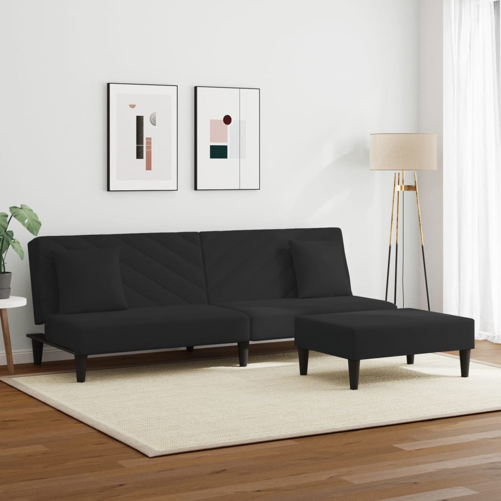 Ensemble de canapés 2 pcs avec coussins noir velours - XIOS
