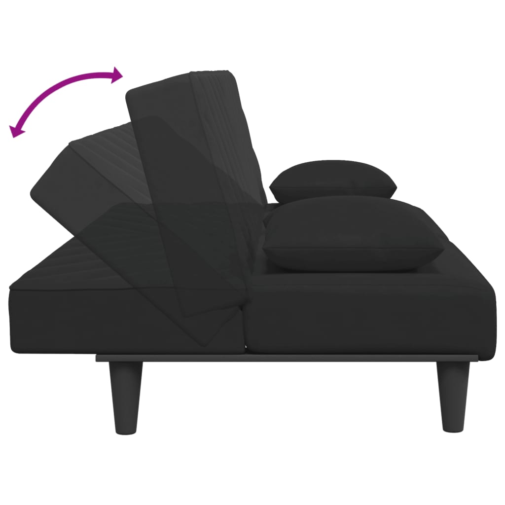 Ensemble de canapés 2 pcs avec coussins noir velours - XIOS