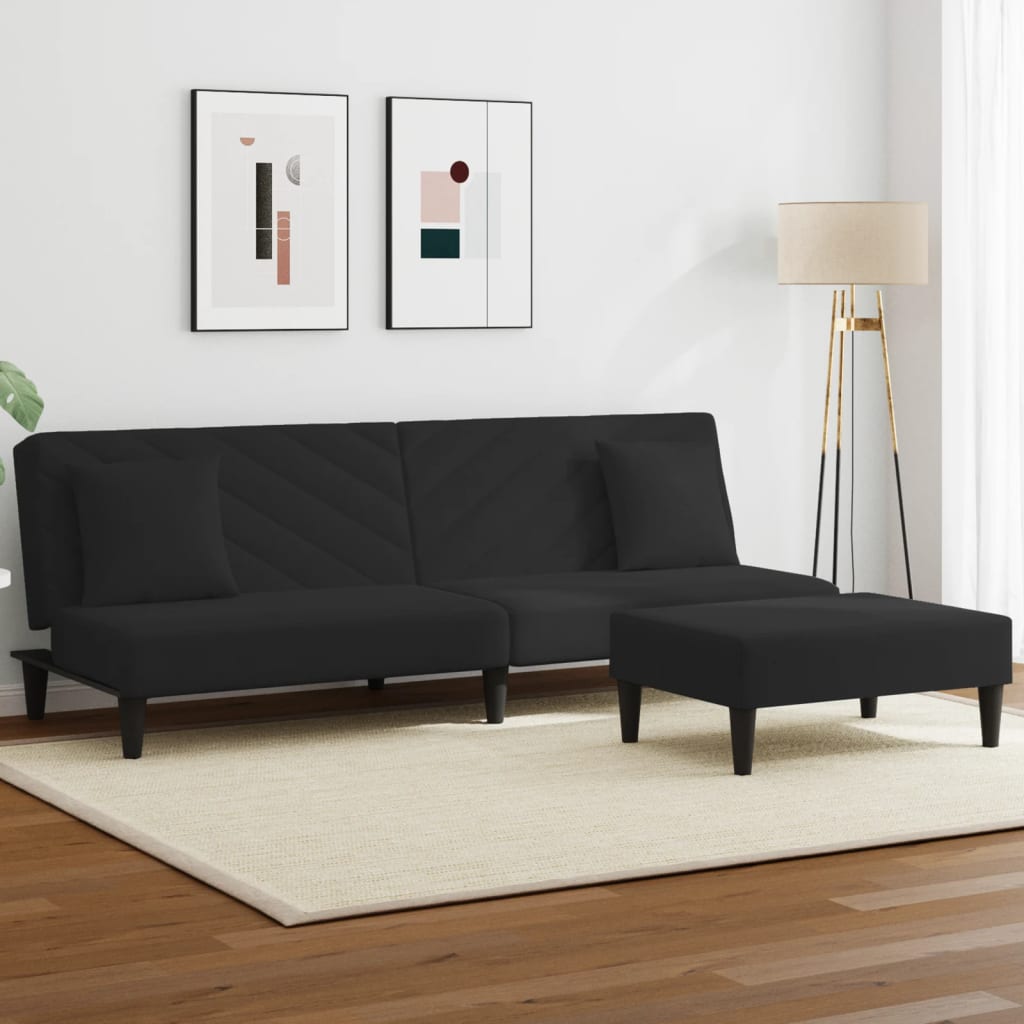 Ensemble de canapés 2 pcs avec coussins noir velours - XIOS