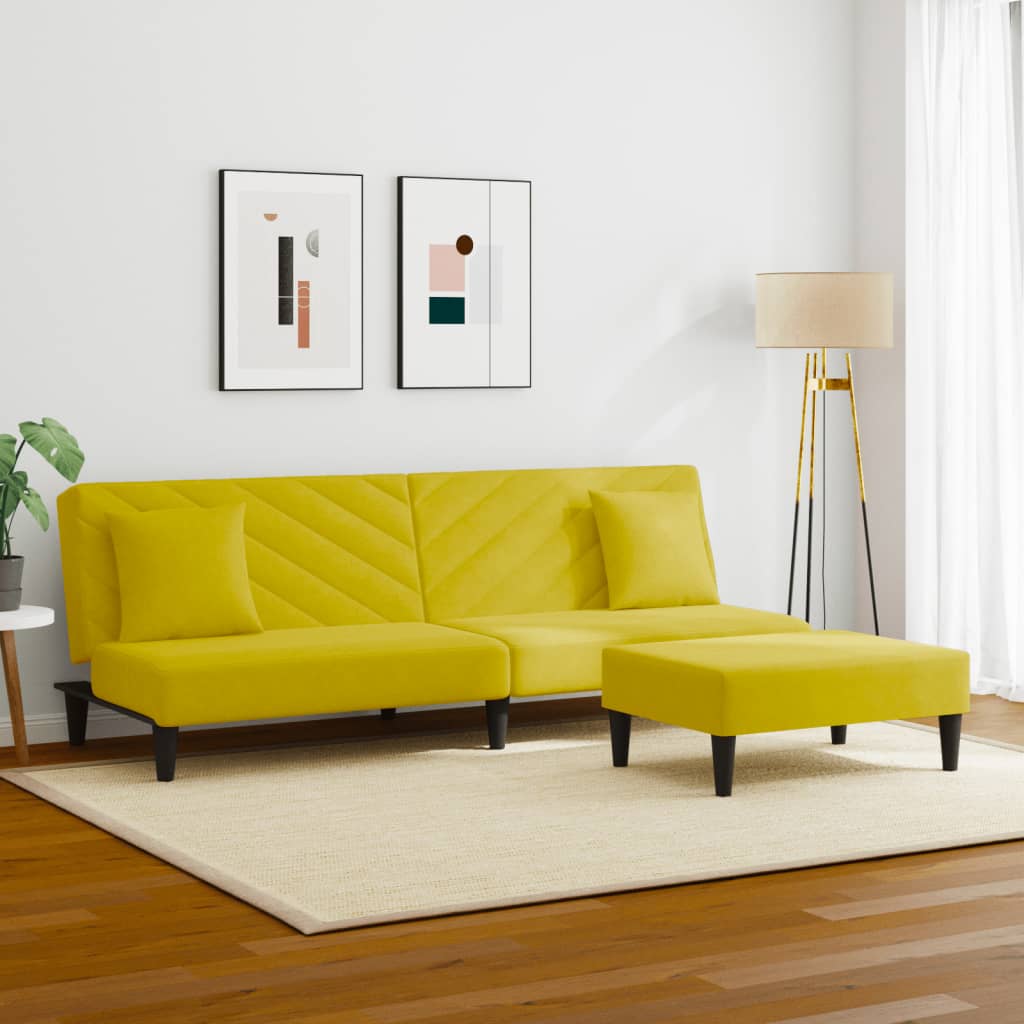 Ensemble de canapés 2 pcs avec coussins jaune velours - XIOS