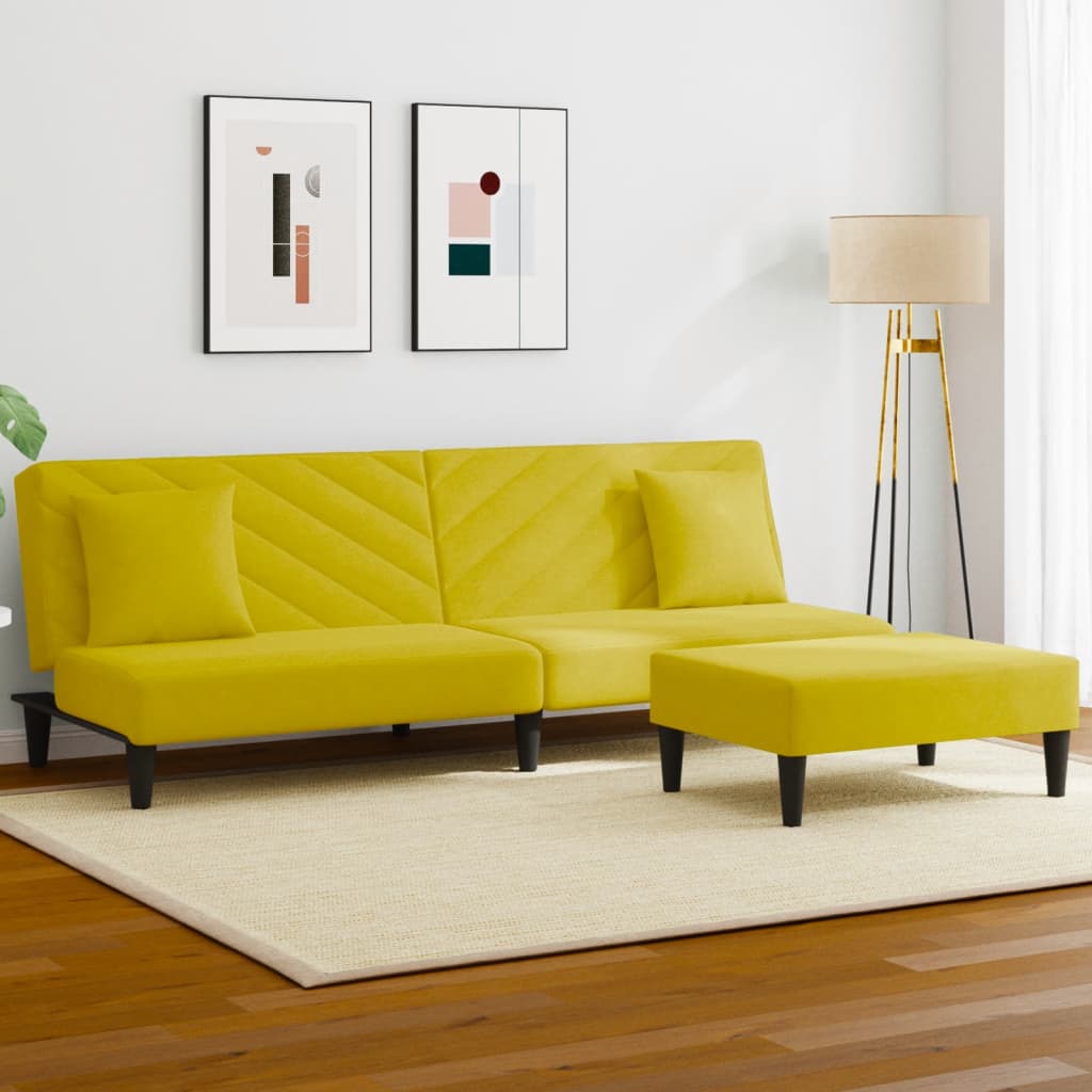 Ensemble de canapés 2 pcs avec coussins jaune velours - XIOS