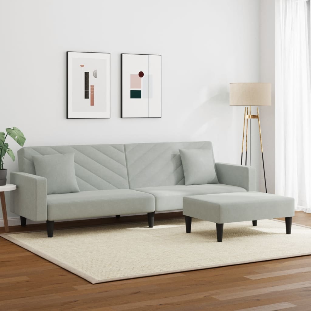 Ensemble de canapés 2 pcs avec coussins gris clair velours - XIOS