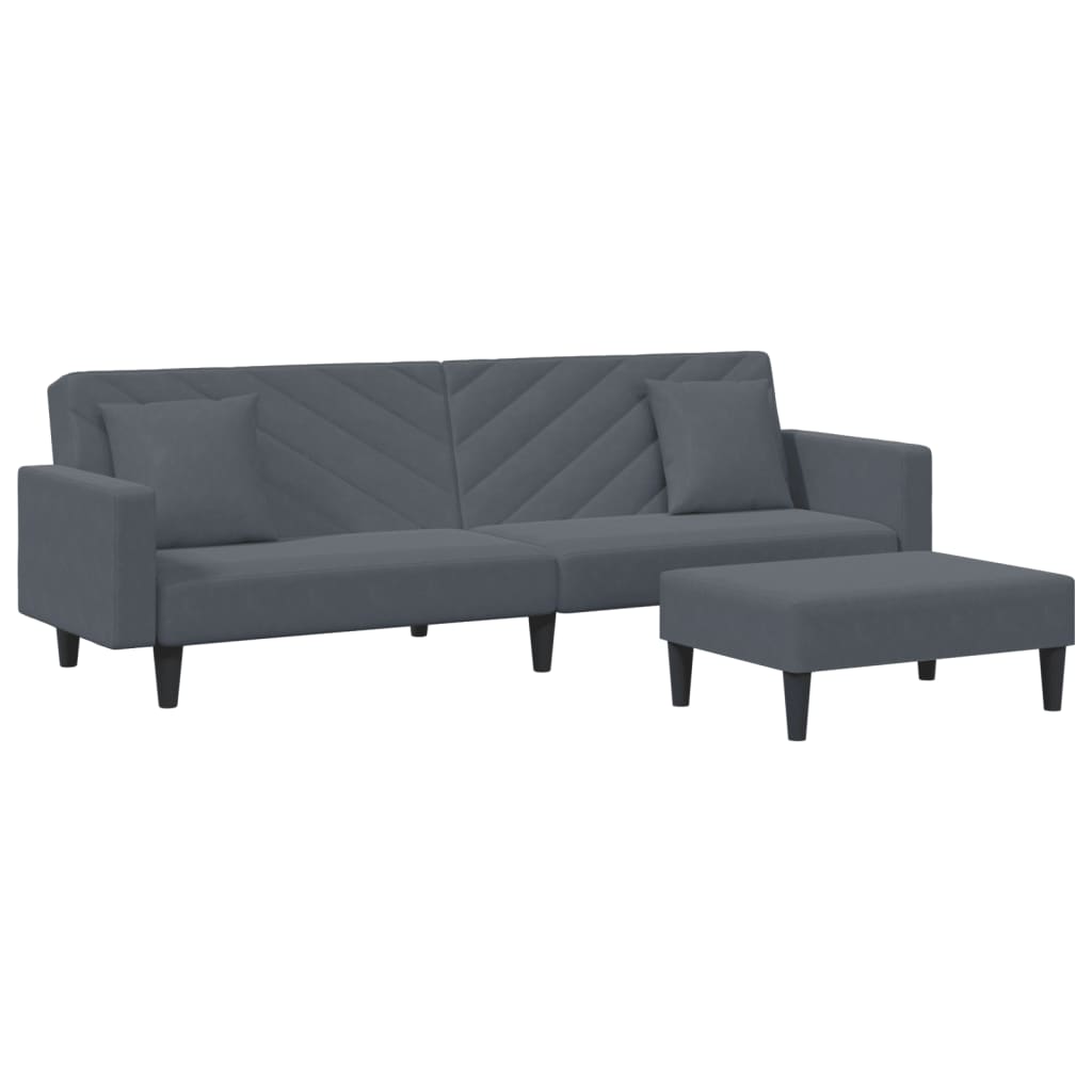 Ensemble de canapés 2 pcs avec coussins gris foncé velours - XIOS