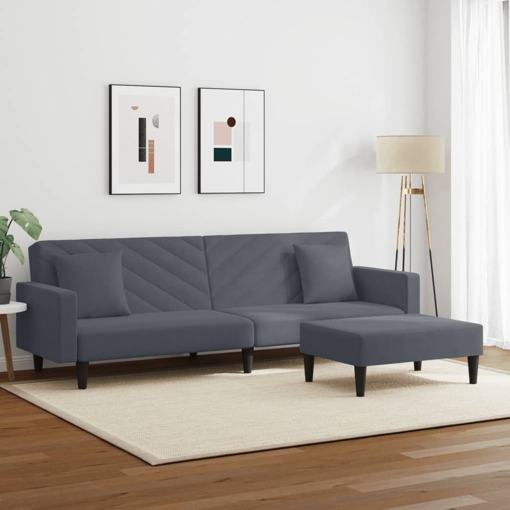 Ensemble de canapés 2 pcs avec coussins gris foncé velours - XIOS
