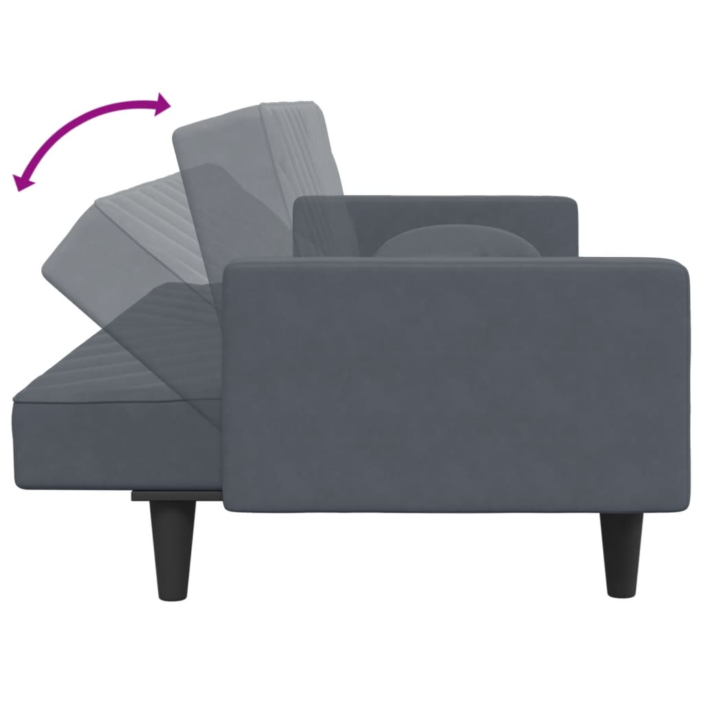 Ensemble de canapés 2 pcs avec coussins gris foncé velours - XIOS