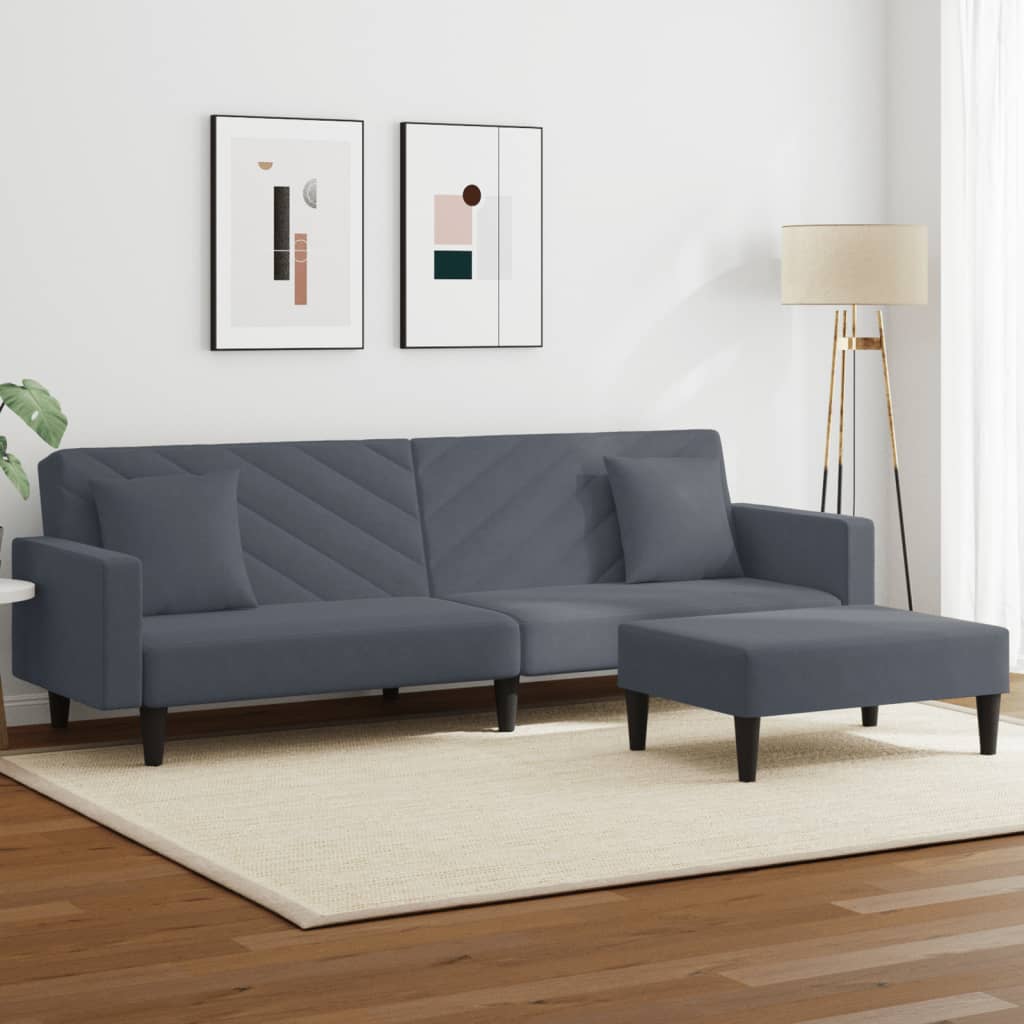 Ensemble de canapés 2 pcs avec coussins gris foncé velours - XIOS