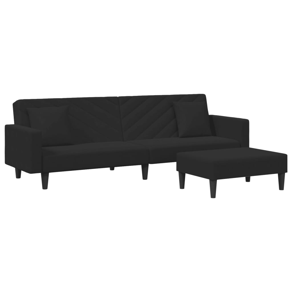 Ensemble de canapés 2 pcs avec coussins noir velours - XIOS