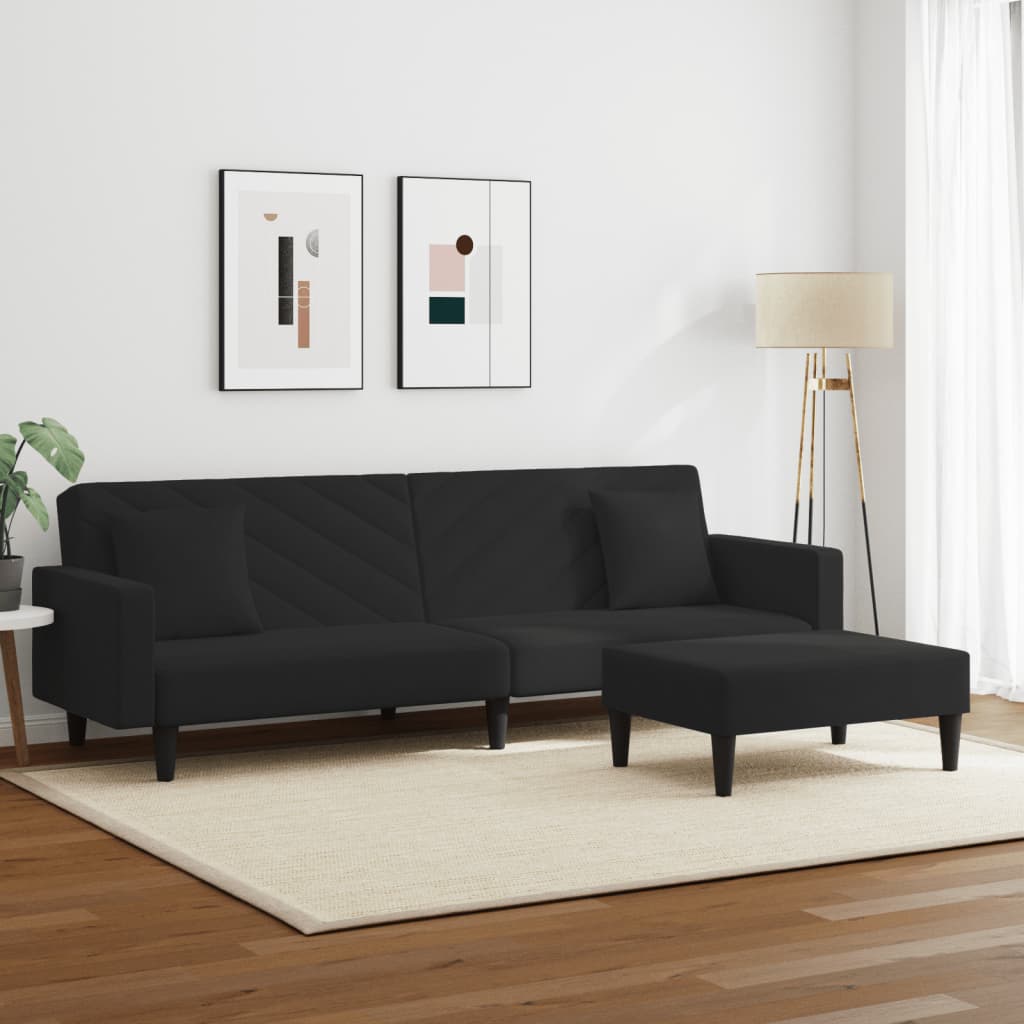 Ensemble de canapés 2 pcs avec coussins noir velours - XIOS