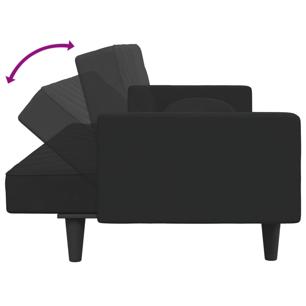 Ensemble de canapés 2 pcs avec coussins noir velours - XIOS