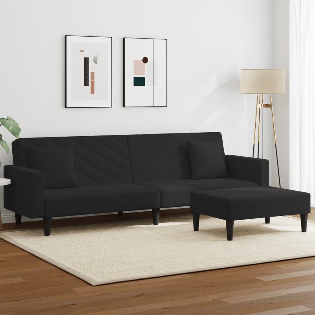 Ensemble de canapés 2 pcs avec coussins noir velours - XIOS