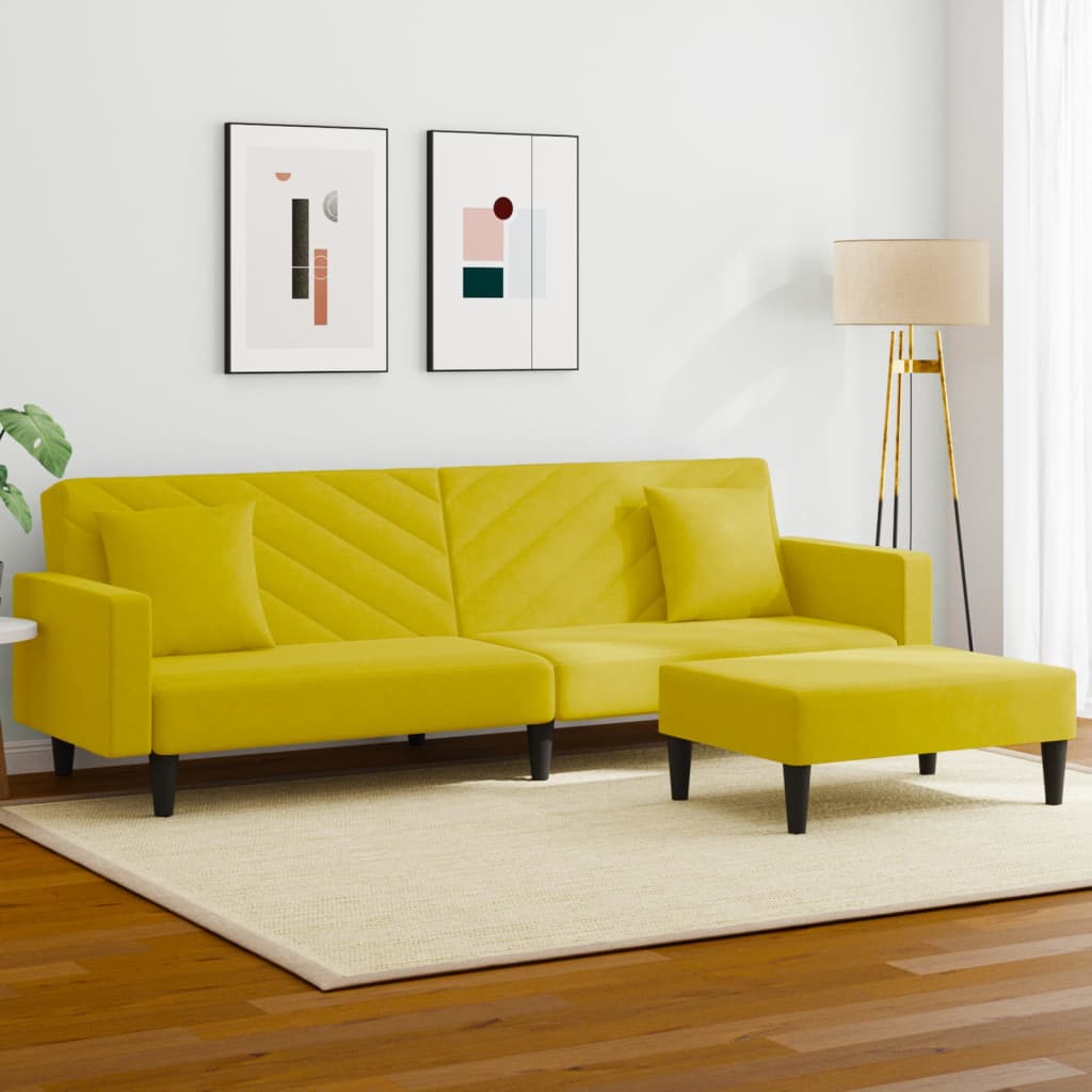 Ensemble de canapés 2 pcs avec coussins jaune velours - XIOS
