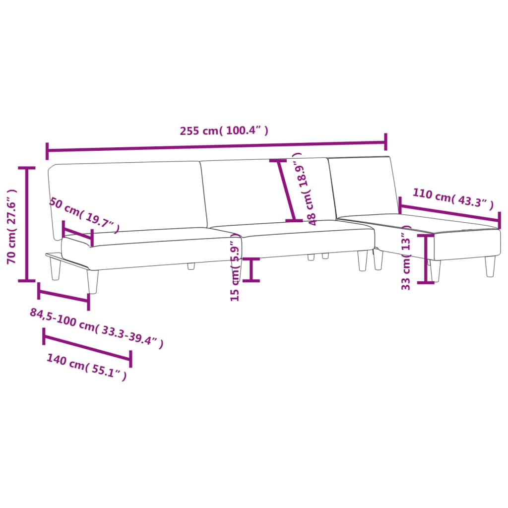 Ensemble de canapés 2 pcs gris clair tissu - XIOS