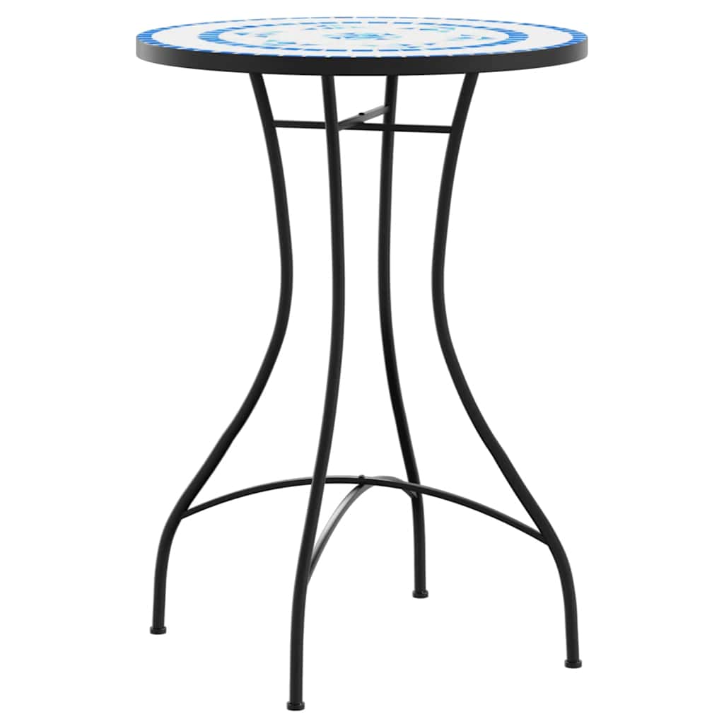 Ensemble de bistro mosaïque bleu et blanc fer et céramique