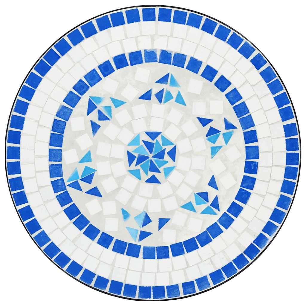 Ensemble de bistro mosaïque bleu et blanc fer et céramique