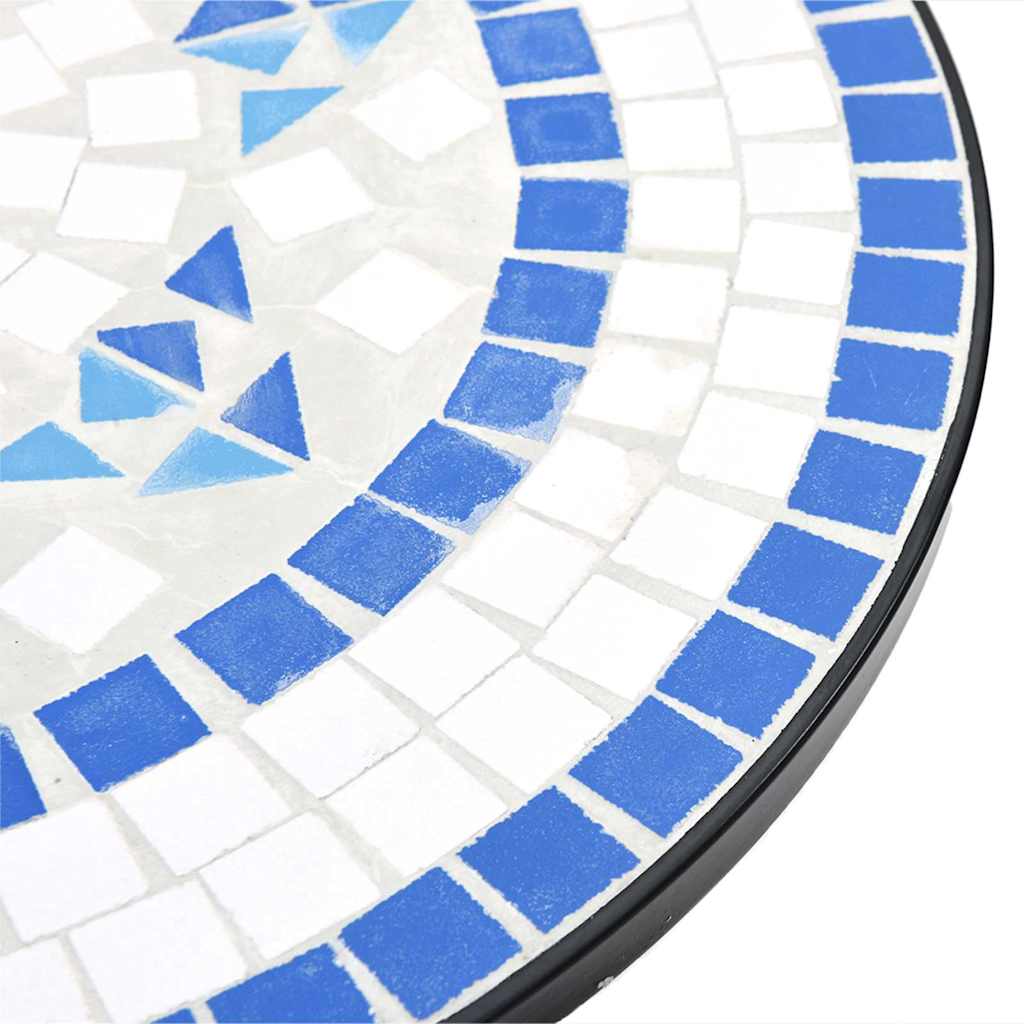 Ensemble de bistro mosaïque bleu et blanc fer et céramique