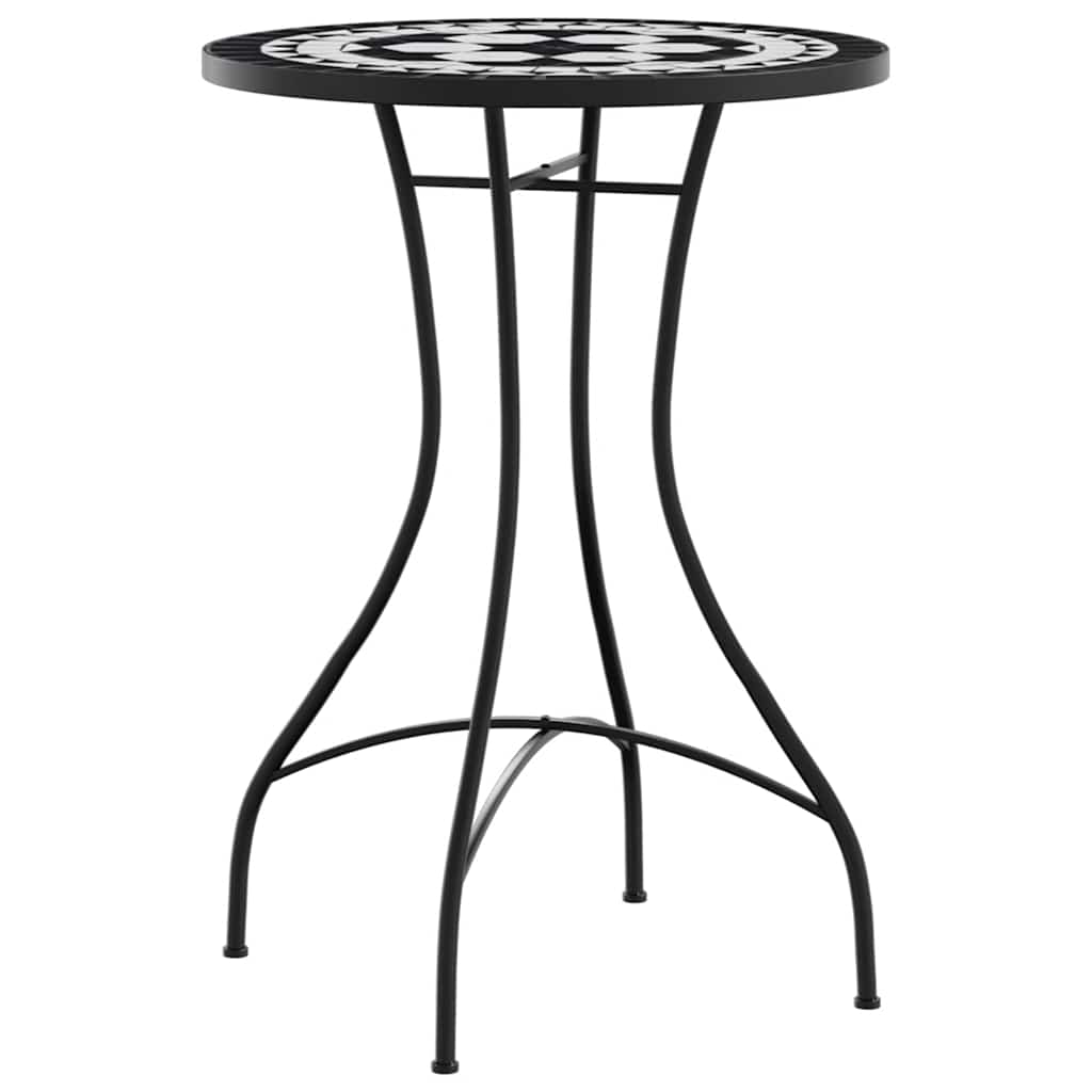 Ensemble de bistro mosaïque noir et blanc fer et céramique