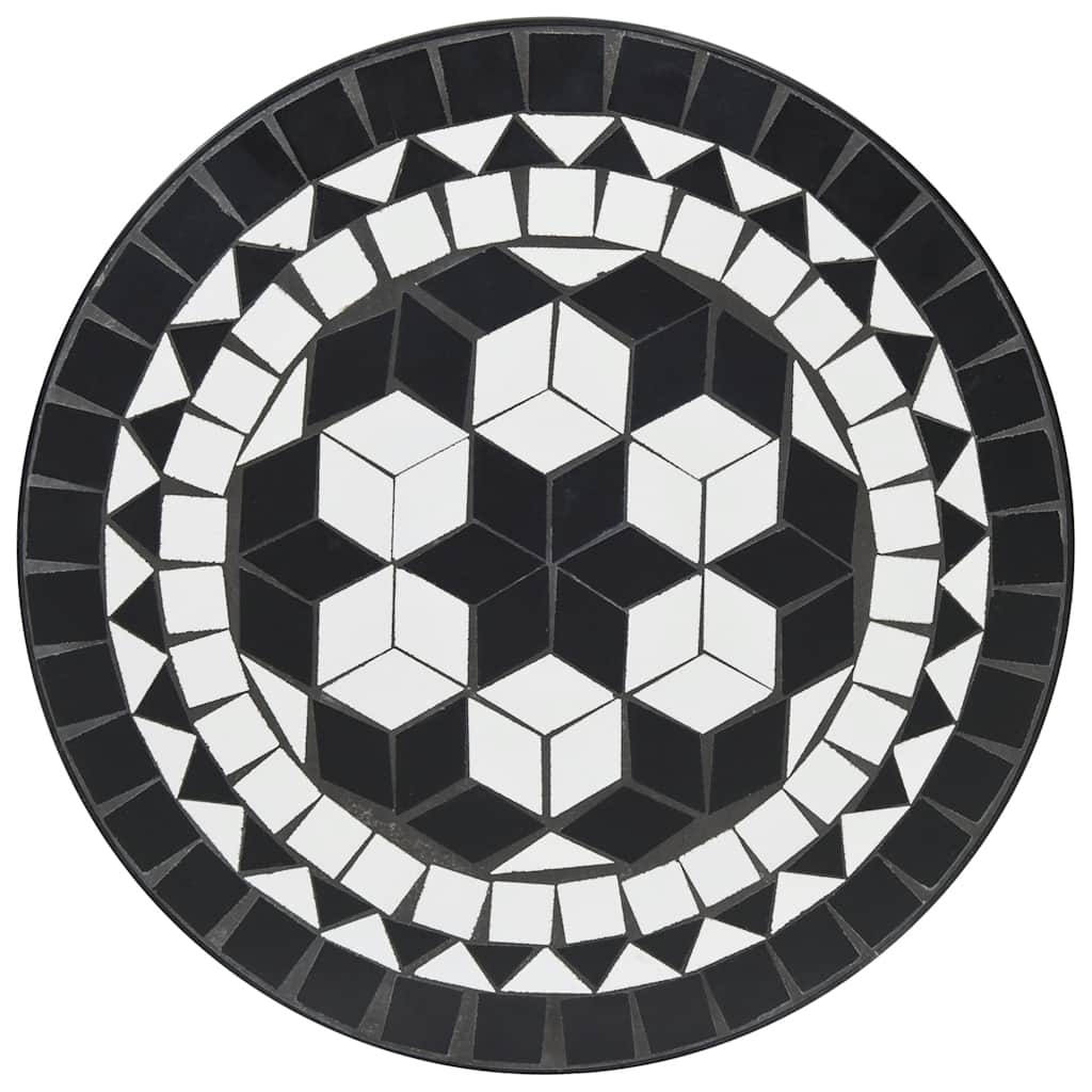 Ensemble de bistro mosaïque noir et blanc fer et céramique