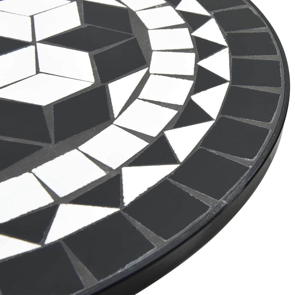 Ensemble de bistro mosaïque noir et blanc fer et céramique