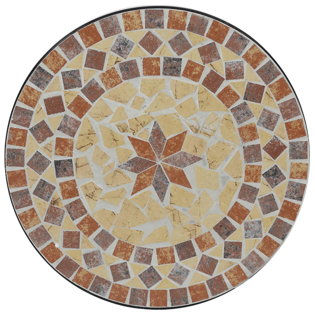 Ensemble de bistro mosaïque terre cuite blanc fer et céramique