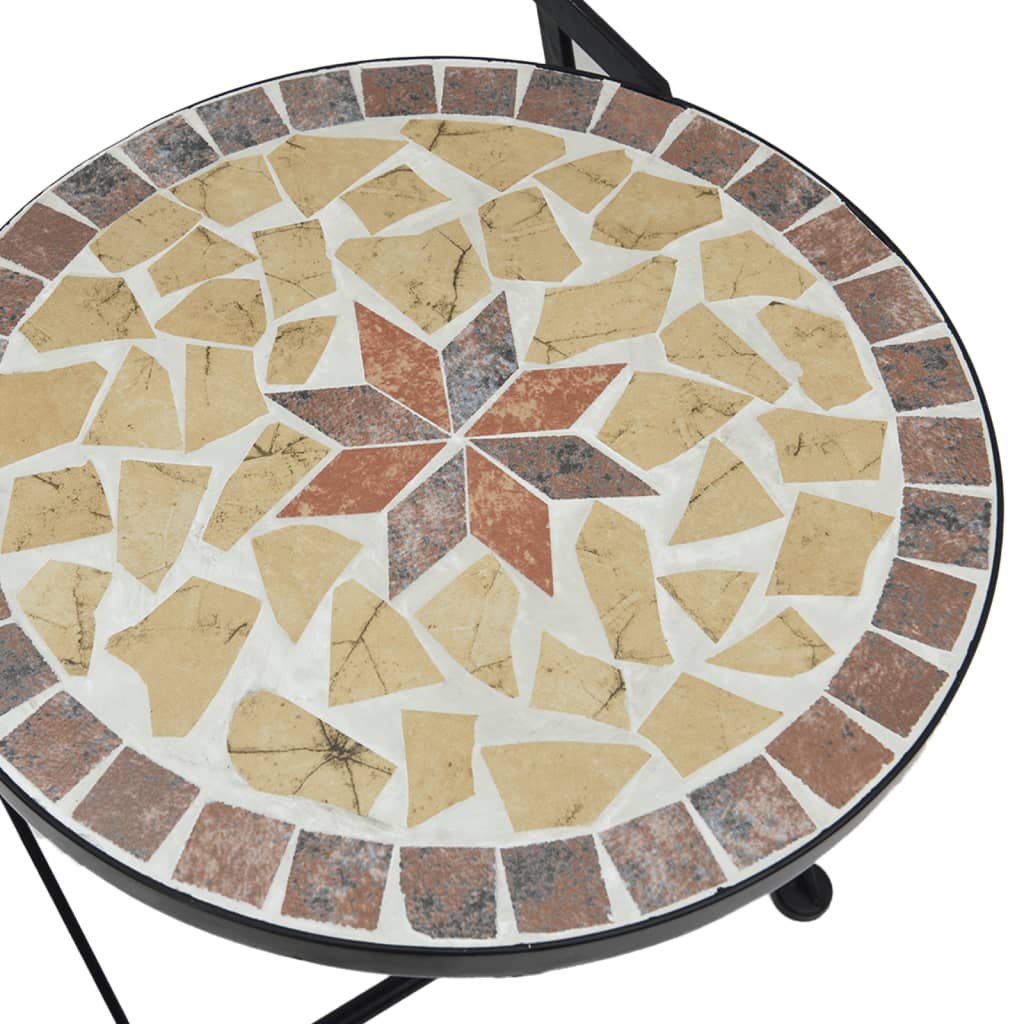 Ensemble de bistro mosaïque terre cuite blanc fer et céramique