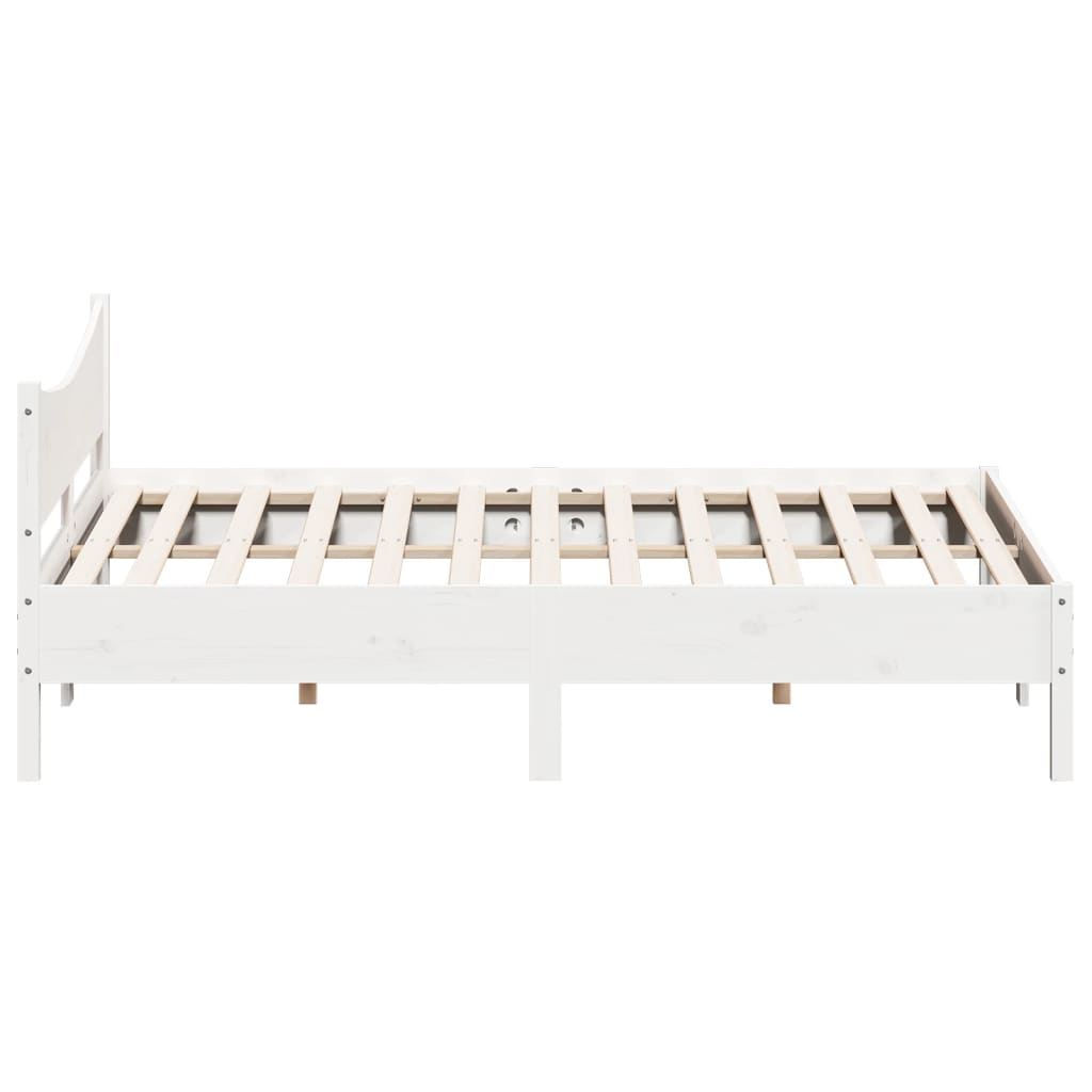 Cadre de lit sans matelas blanc 200x200 cm bois massif de pin - XIOS
