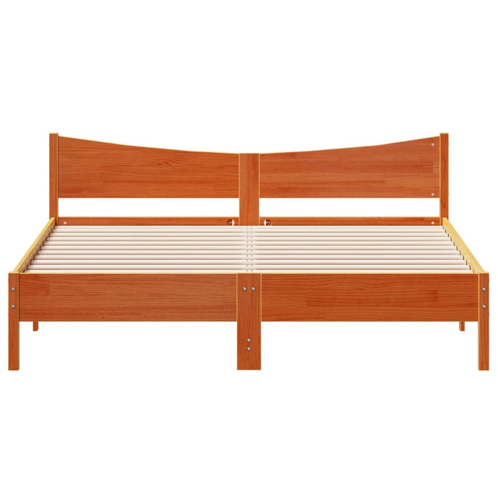 Cadre de lit sans matelas cire marron 200x200cm bois pin massif - XIOS