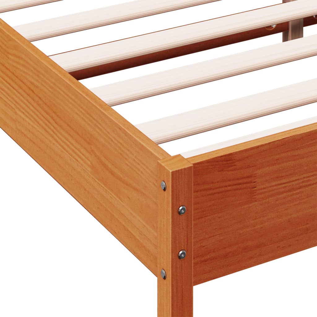 Cadre de lit sans matelas cire marron 200x200cm bois pin massif - XIOS