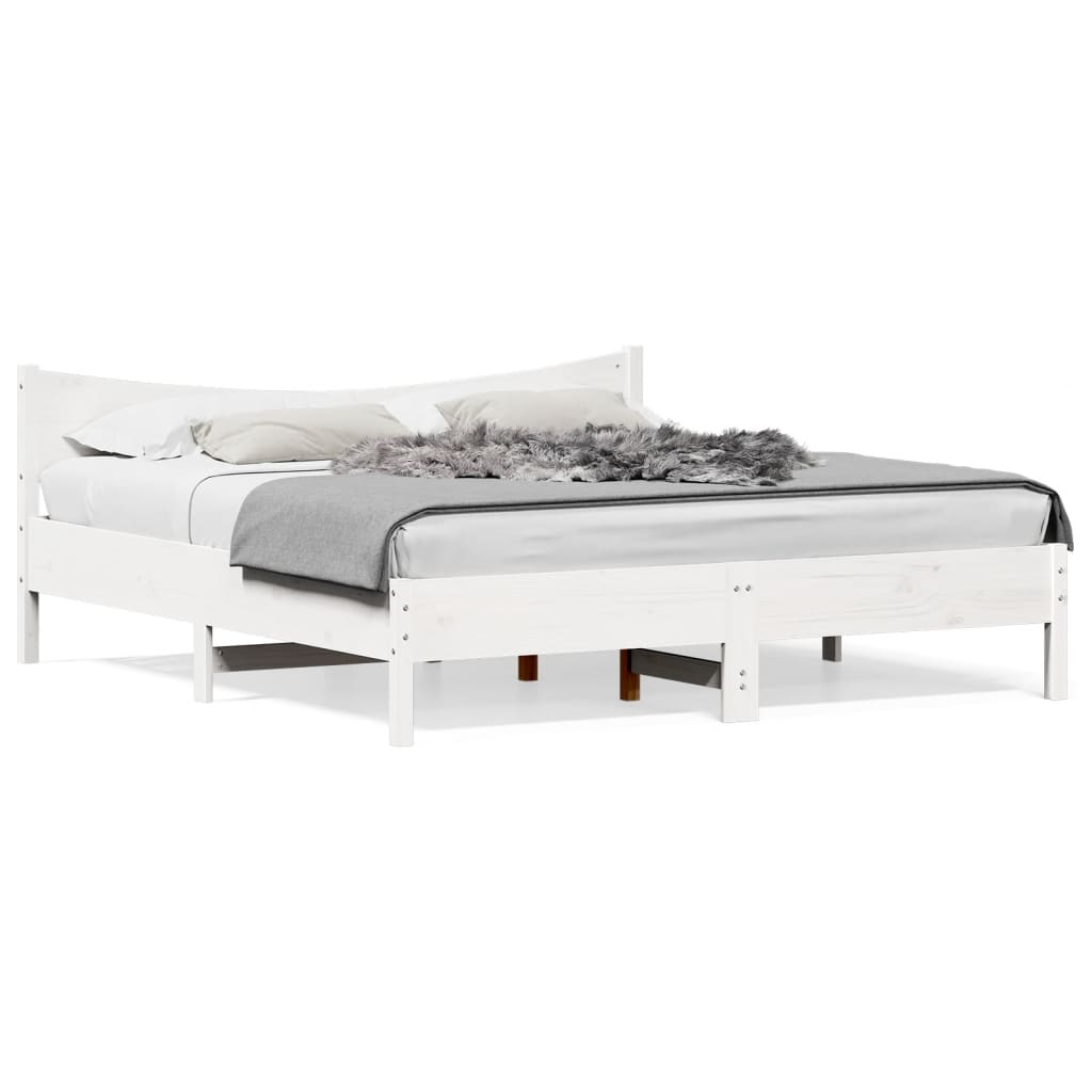 Cadre de lit sans matelas blanc 180x200 cm bois massif de pin - XIOS
