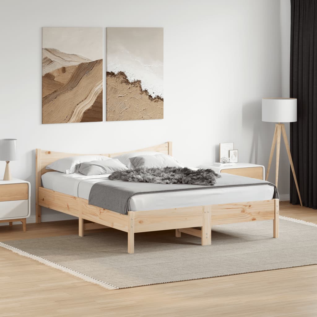Cadre de lit sans matelas 160x200 cm bois massif de pin - XIOS